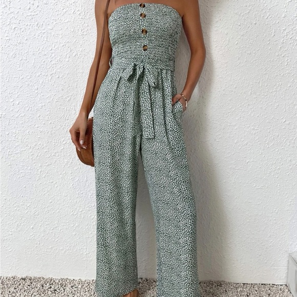 NWT Marine Dot Smocked Jumpsuit - Picture 2 of 6